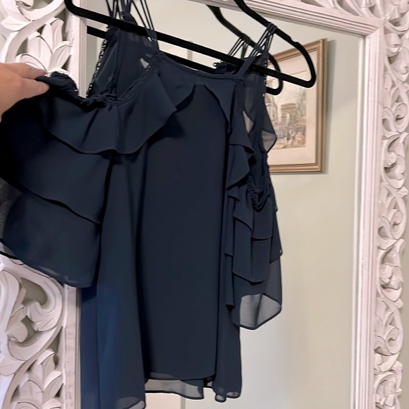 Blue cold shoulder blouse - Picture 1 of 5